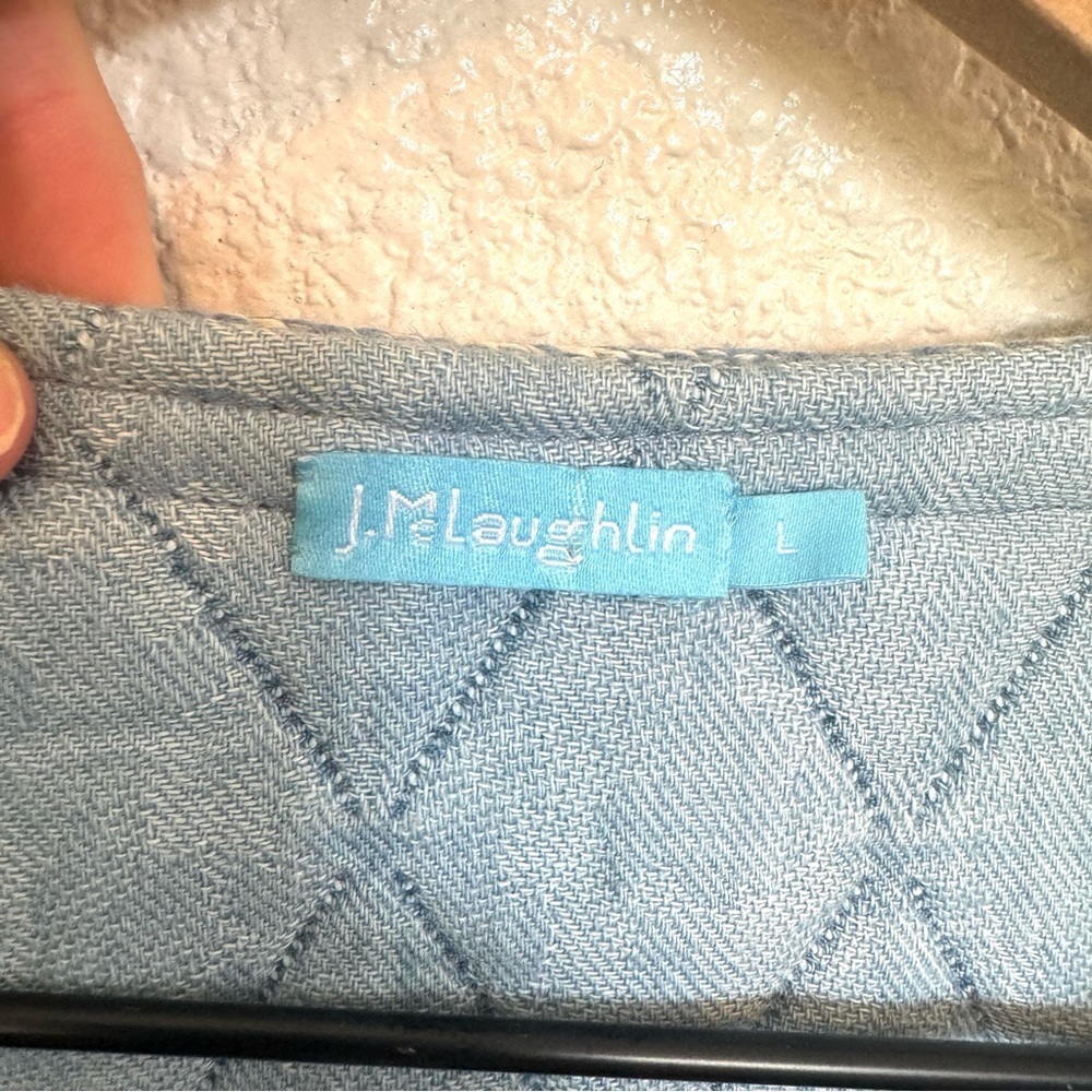 J. McLaughlin Women's Large Blue Helene Chambray Jacket Quilted Boho Light Blue - Picture 5 of 11